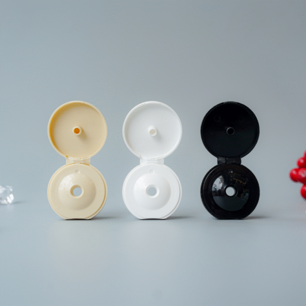Flip-top plastic caps with 24/410 and 28/410 neck sizes for cosmetic bottles. - Hình ảnh 2