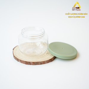 200ml transparent PET jar with blue lid suitable for cosmetics