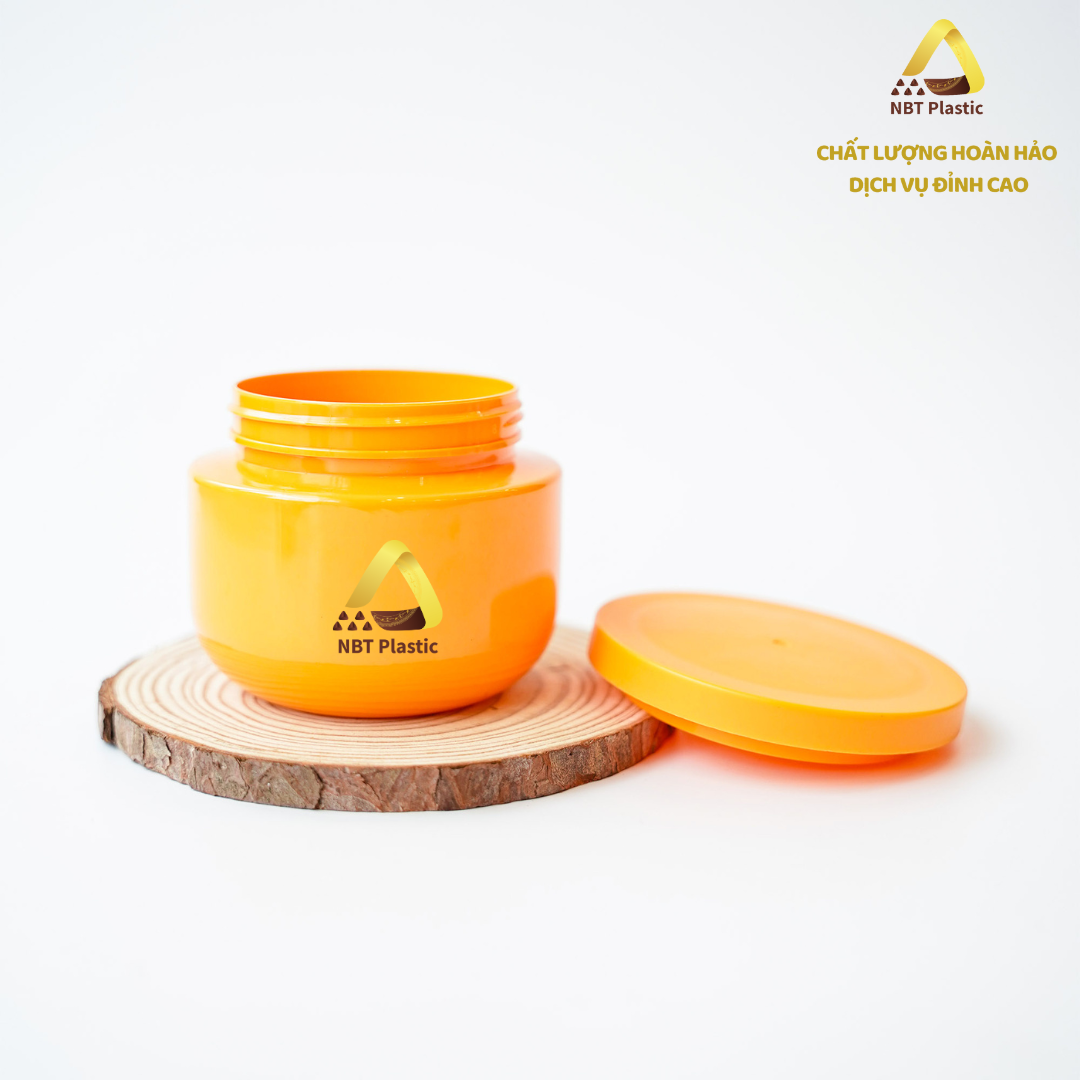 Orange PET cosmetic jar